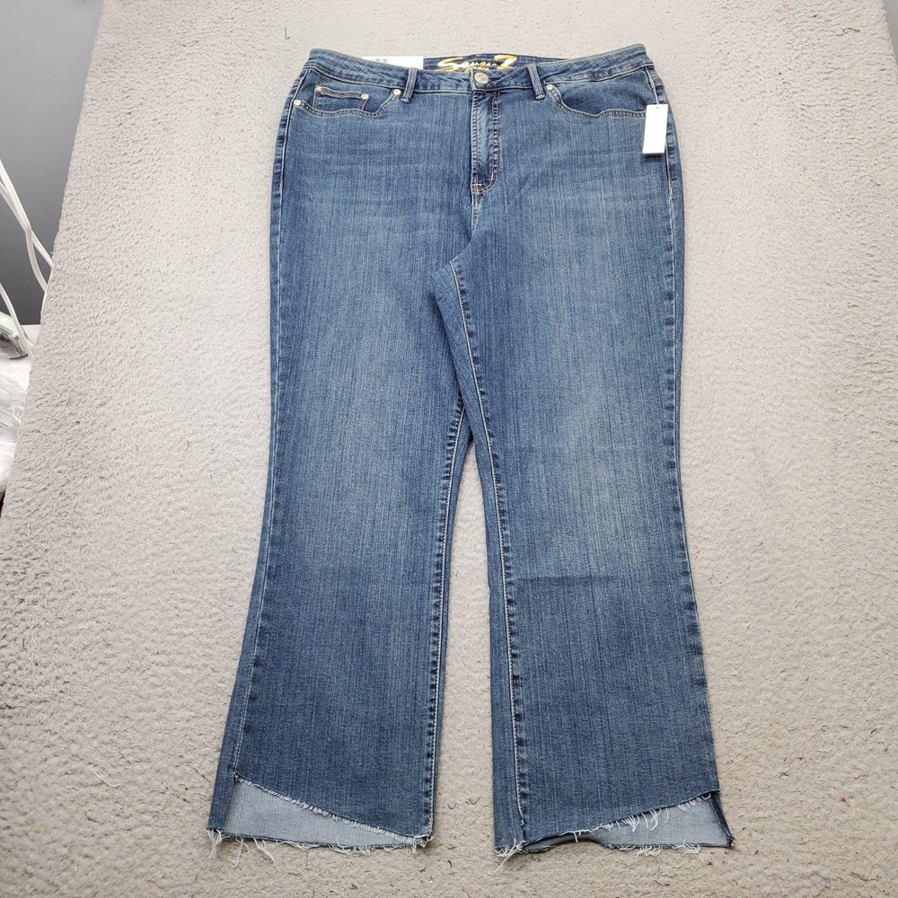 Seven7 Fashion Jeans Womens 16 Blue Denim Step Hem High Rise Slim Fit Streetwear